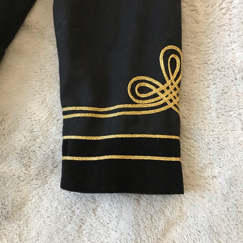 Vintage CASABLANCA Wool Gold Black Embroidered Printed Classic Women’s  Blazer - Picture 5 of 7
